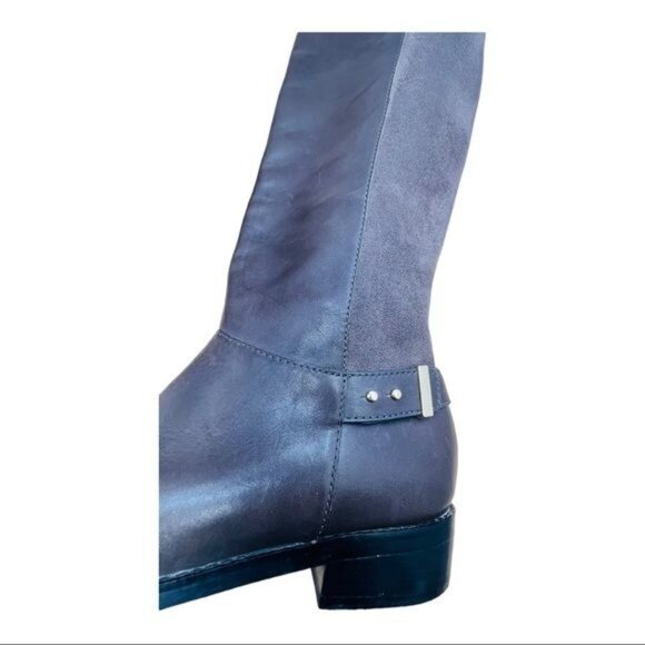 Cole Haan Adler Leather Suede Patchwork Tall Riding Boots Adjustable Gray 7.5 - Picture 9 of 13